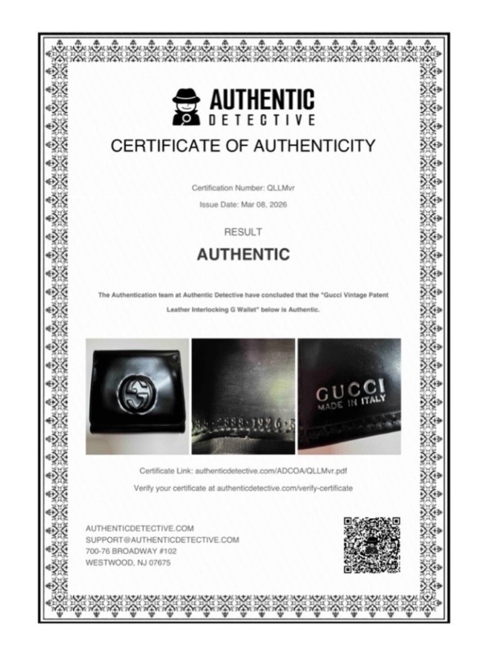 Gucci Black Patent Leather Wallet Interlocking GG w/COA - Picture 16 of 16